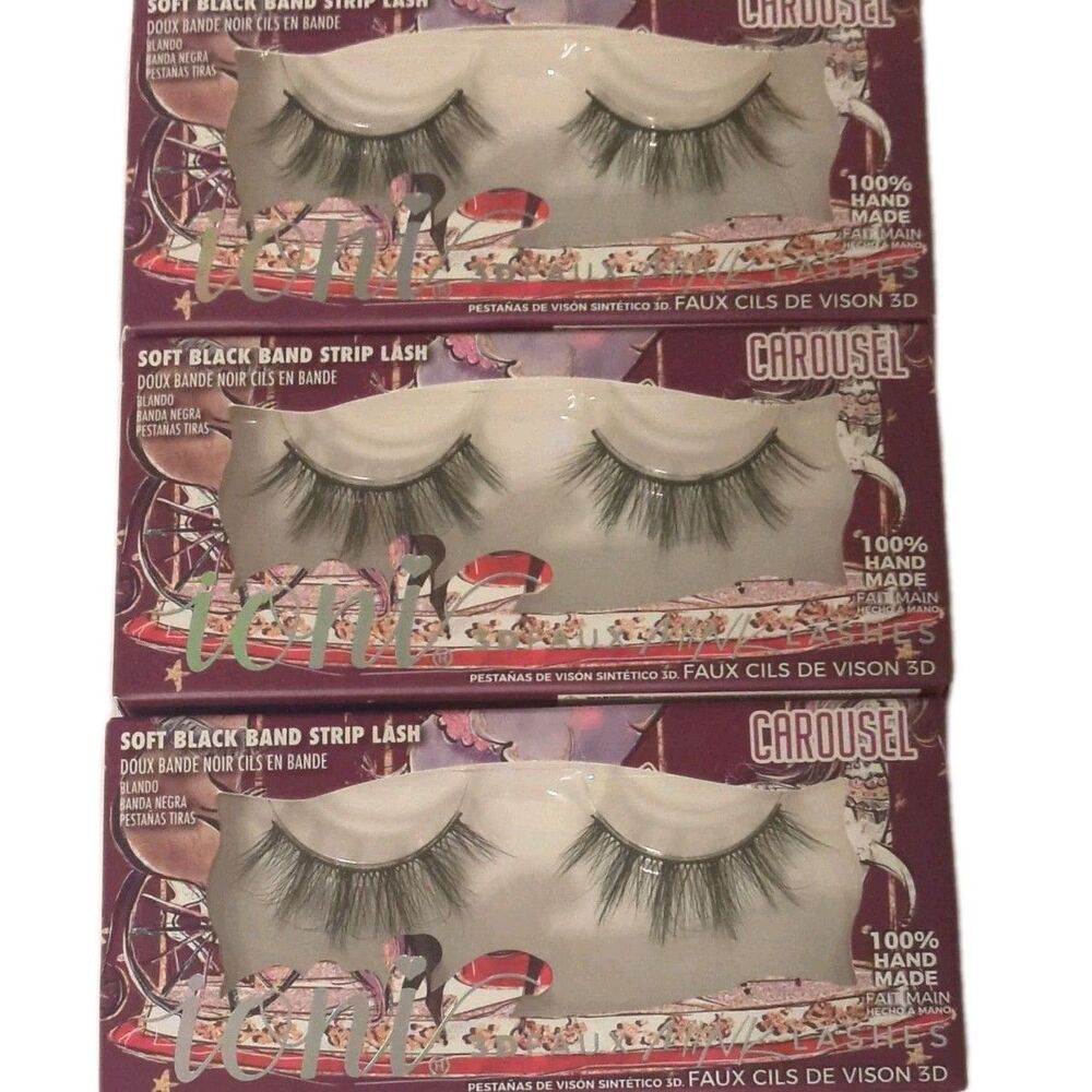 (3 Sets) ioni Lash Fair CAROUSEL 3D Faux Mink Lashes Handmade Soft Black